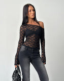 Image of Lerina Unlined Asymmetric Top in Lace Black