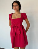 Image of Leshiana Mini Dress in Poplin Adrenaline Red