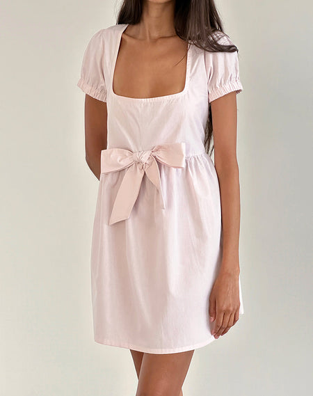 Wimala Dress in Dusky Pink with White Binding