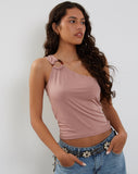 Image of Letitia O Ring One Shoulder Crop Top in Dusty Pink