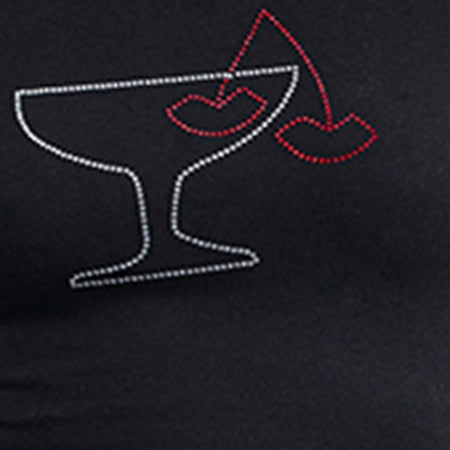 Sutin Baby Tee in Black with Cocktail Glass Hotfix