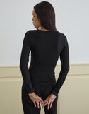 Image of Levard Long Sleeve Top with Drape in Jersey Black