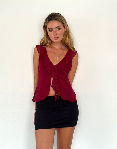 Calypso Top in Sheer Knit Red