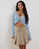 Image of Lexi Pointelle Knit Cropped Cardigan in Baby Blue