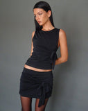 Image of Kass Bow Detail Mini Skirt in Slinky Black