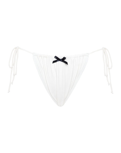 Image of Leyna Bikini Bottom in Ivory with Black Bow