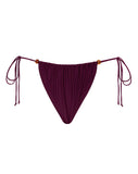 Image of Leyna Beaded Bikini Bottom in Burgundy