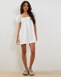 Image of Leyona Broderie Mini Dress in White