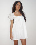 Image of Leyona Broderie Mini Dress in White