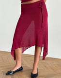 image of Leysa Midi Skirt in Sheer Knit Red