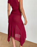 image of Leysa Midi Skirt in Sheer Knit Red