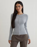 Image of Liano Zip Cardigan in Rib Knit Grey