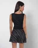 Image of Libri Mini Skirt in Irregular Stripe Grey Black