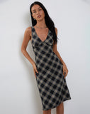 Image of Lieva Midi Dress in 20's Check Black Grey