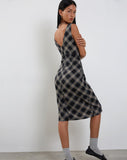 Image of Lieva Midi Dress in 20's Check Black Grey