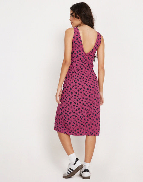 Image of Lieva Midi Dress in Raspberry Floral