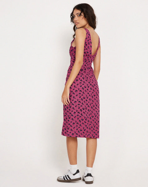 Image of Lieva Midi Dress in Raspberry Floral