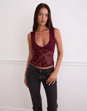 Image of Lihat Top in Botanical Flock Flower Maroon