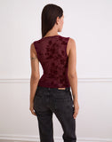 Image of Lihat Top in Botanical Flock Flower Maroon