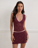 Image of Lihat Top in Lace Burgundy with Pink Binding