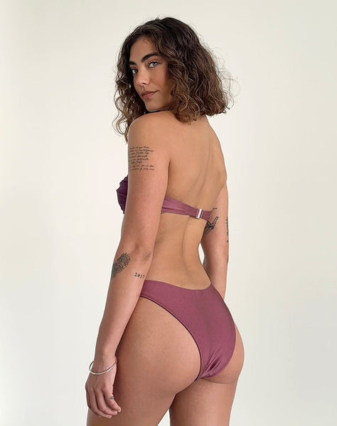 Image of Linda Twist Bikini Top in Deep Mauve Plum