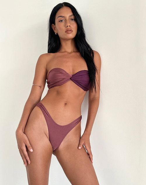 Image of Linda Twist Bikini Top in Deep Mauve Plum