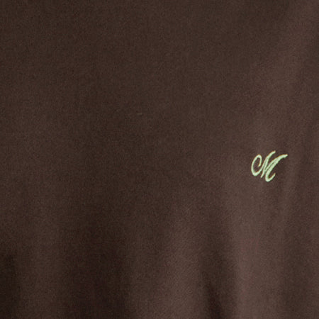 Lingwu Hoodie in Bitter Chocolate with Green Binding and M Embroidery