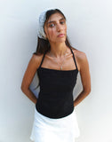 Image of Lintang Tie Back Top in Linen Black