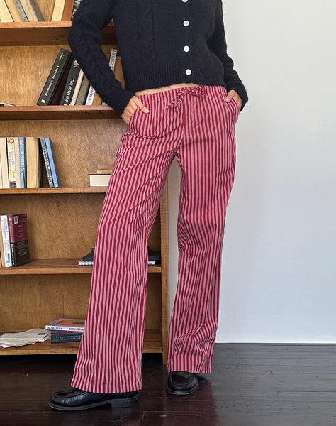 Image of Lirura Casual Trouser in Maroon Stripe