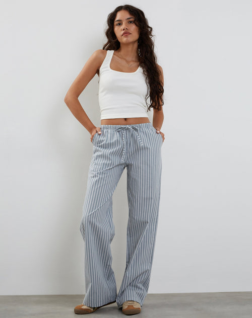 Image of Lirura Wide Leg Trouser in Grey with White Stripes