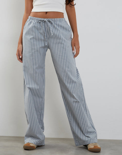 Image of Lirura Wide Leg Trouser in Grey with White Stripes