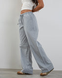 Image of Lirura Wide Leg Trouser in Grey with White Stripes