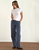 Image of Lirura Wide Leg Trousers in Indigo Stripe Dark Blue