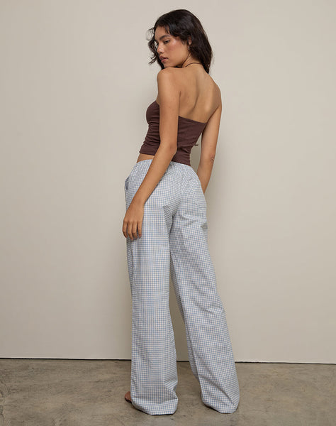 Image of Lirura Trouser in Mini Gingham Blue and Grey