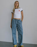 image of Lirura Trouser in Popplin Formal Stripe Navy