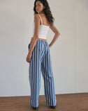 image of Lirura Trouser in Popplin Formal Stripe Navy