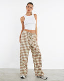 image of MOTEL X JACQUIE Lirura Wide Leg Trouser in Yellow and Brown Check