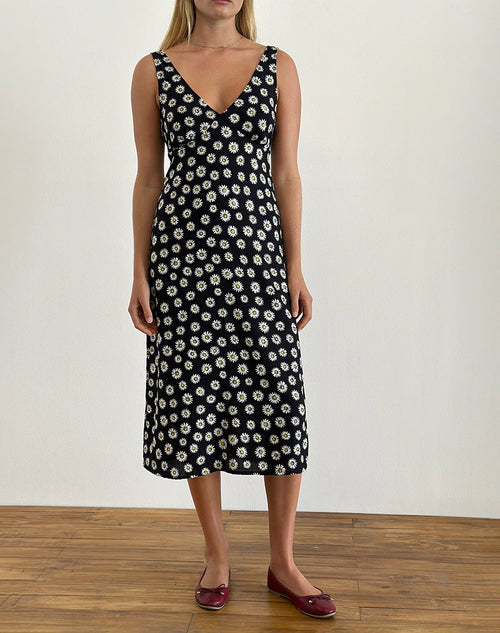 Image of Lisheva Midi Dress in Grunge Daisy Black