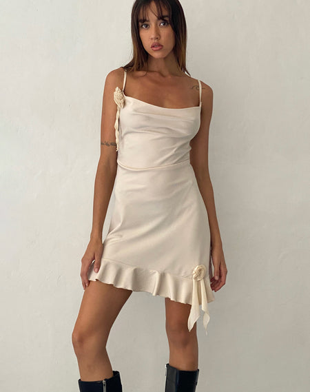 Kyrie Halterneck Wrap Dress in Slinky Ivory