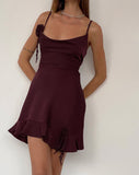 Image of Litera Ruffle Mini Dress in Deep Plum with Rosette