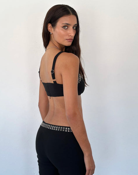 Image of Liu Studded Bralette in Black Tailoring