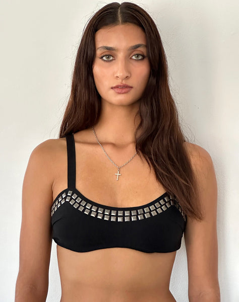 Image of Liu Studded Bralette in Black Tailoring