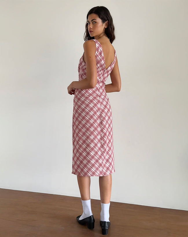 Image of Liva Midi Dress in Pink Tartan