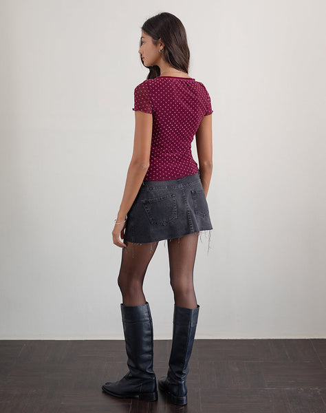 Image of Livi Top in Polka Flock Berry Red