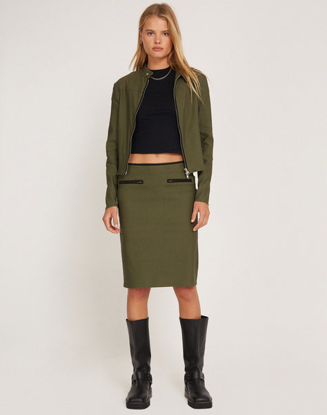 image of Pandu Midi Skirt in Tailoring Army Green