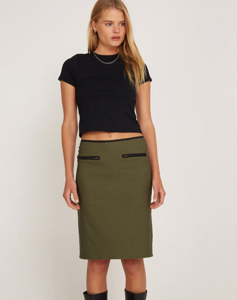 image of Pandu Midi Skirt in Tailoring Army Green