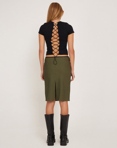 image of Pandu Midi Skirt in Tailoring Army Green