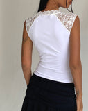 image of Livina Top in Jersey White Lace