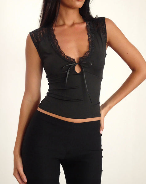 Image of Livina Top in Slinky Jersey Lace Black