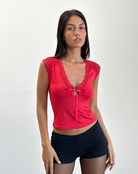 Matua Halter Top in Clover Lace Maroon